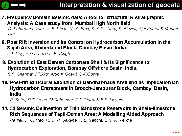 Interpretation & visualization of geodata 7. Frequency Domain Seismic data: A tool for structural