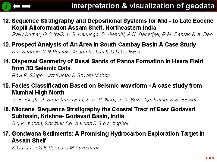Interpretation & visualization of geodata 12. Sequence Stratigraphy and Depositional Systems for Mid -