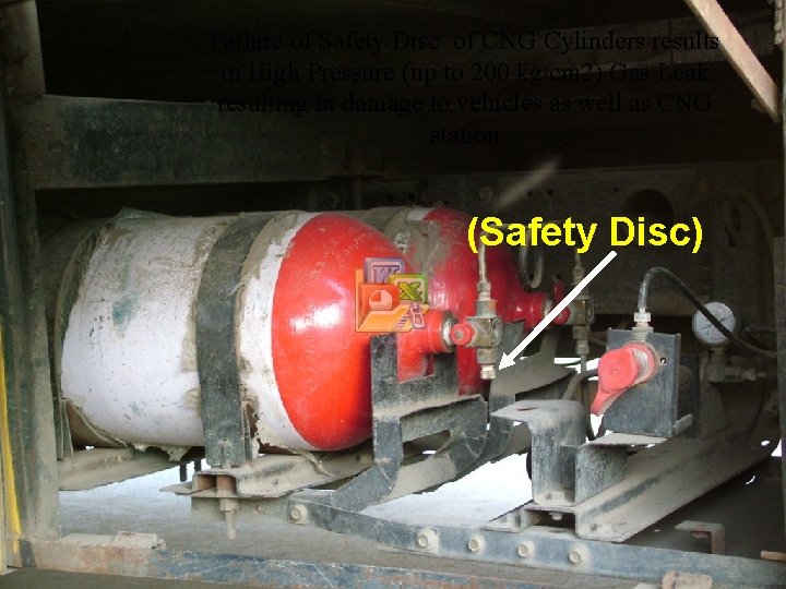 Failure of Safety Disc of CNG Cylinders results in High Pressure (up to 200