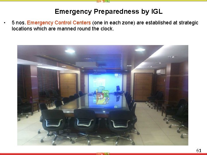 Emergency Preparedness by IGL • 5 nos. Emergency Control Centers (one in each zone)