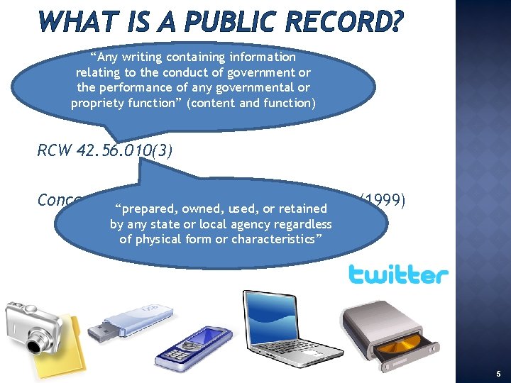 WHAT IS A PUBLIC RECORD? “Any writing containing information relating to the conduct of