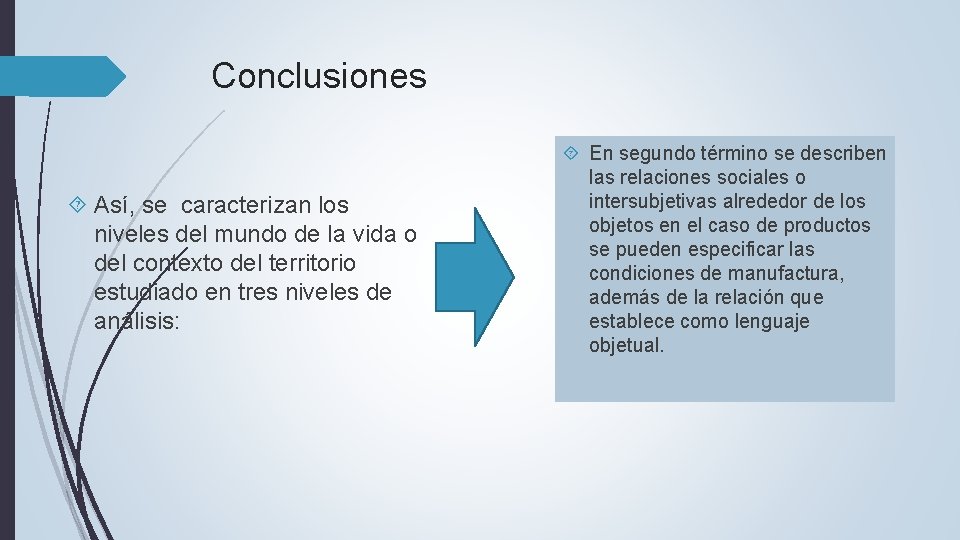 Conclusiones Así, se caracterizan los niveles del mundo de la vida o del contexto