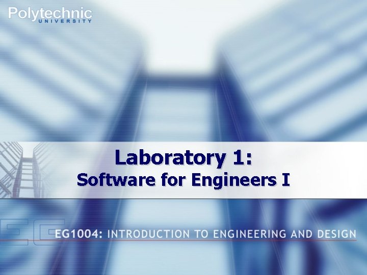Laboratory 1: Software for Engineers I 