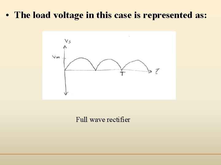  • The load voltage in this case is represented as: Full wave rectifier