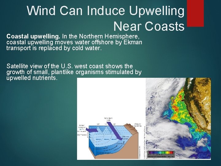 Wind Can Induce Upwelling Near Coasts Coastal upwelling. In the Northern Hemisphere, coastal upwelling