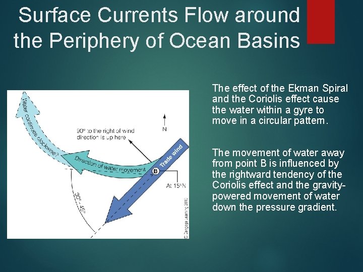 Surface Currents Flow around the Periphery of Ocean Basins The effect of the Ekman