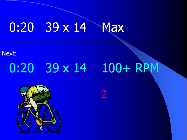 0: 20 39 x 14 Max Next: 0: 20 39 x 14 100+ RPM