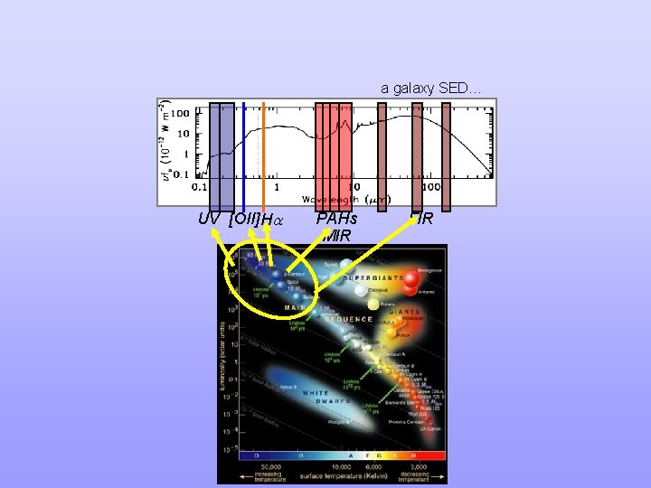 a galaxy SED… UV [OII] H PAHs MIR FIR 