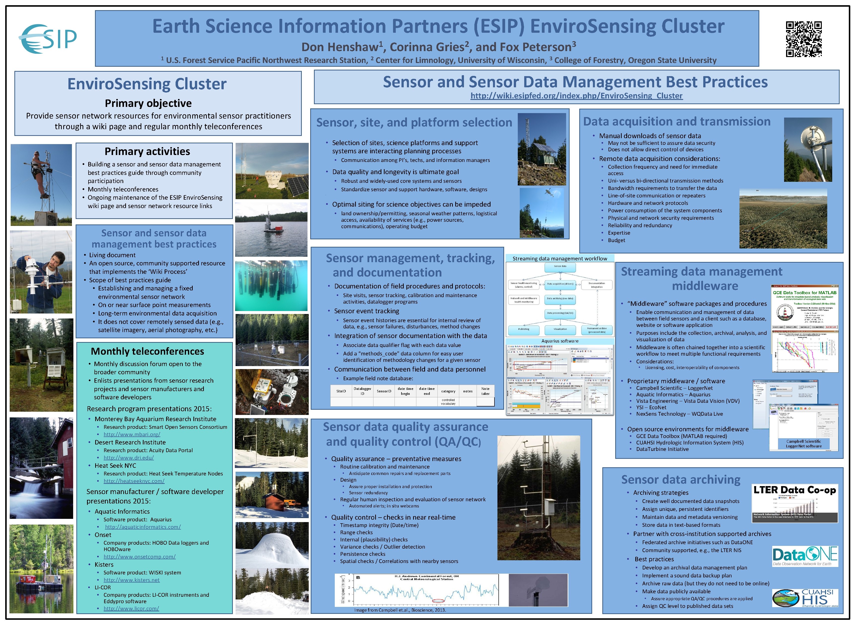 Earth Science Information Partners (ESIP) Enviro. Sensing Cluster Don 1 1 Henshaw , Corinna