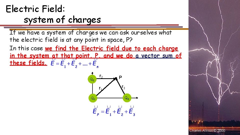 Electric Field: system of charges If we have a system of charges we can