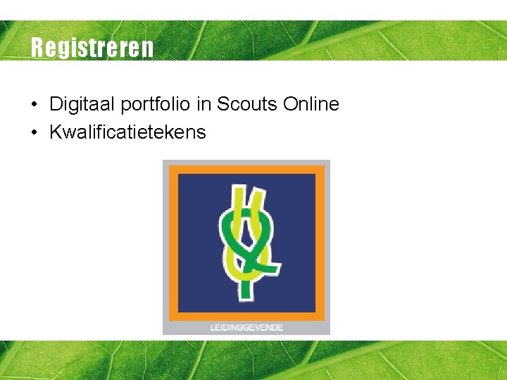 Registreren • Digitaal portfolio in Scouts Online • Kwalificatietekens 