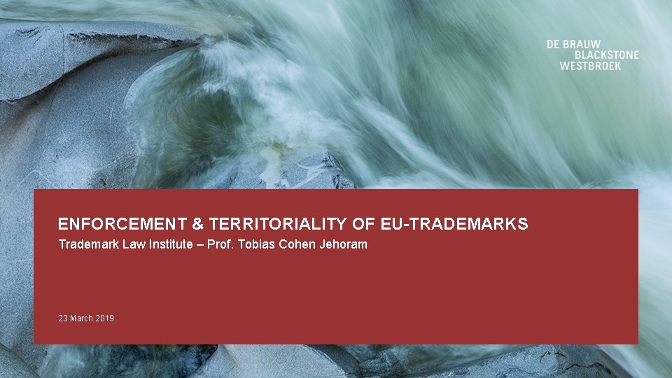 ENFORCEMENT & TERRITORIALITY OF EU-TRADEMARKS Trademark Law Institute – Prof. Tobias Cohen Jehoram 23