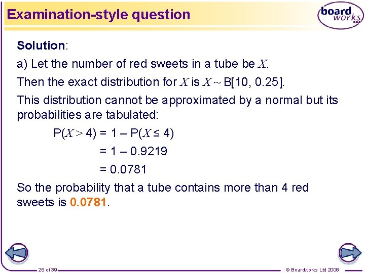Examination-style question Solution: a) Let the number of red sweets in a tube be