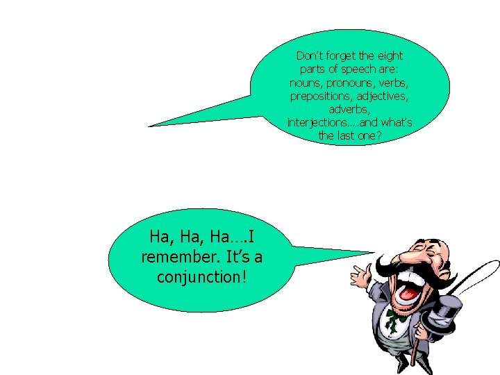 Don’t forget the eight parts of speech are: nouns, pronouns, verbs, prepositions, adjectives, adverbs, Don’t forget the eight parts of speech are: nouns, pronouns, verbs, prepositions, adjectives, adverbs,