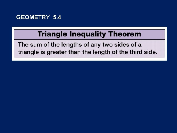 GEOMETRY 5 4 The Triangle Inequality Objectives State