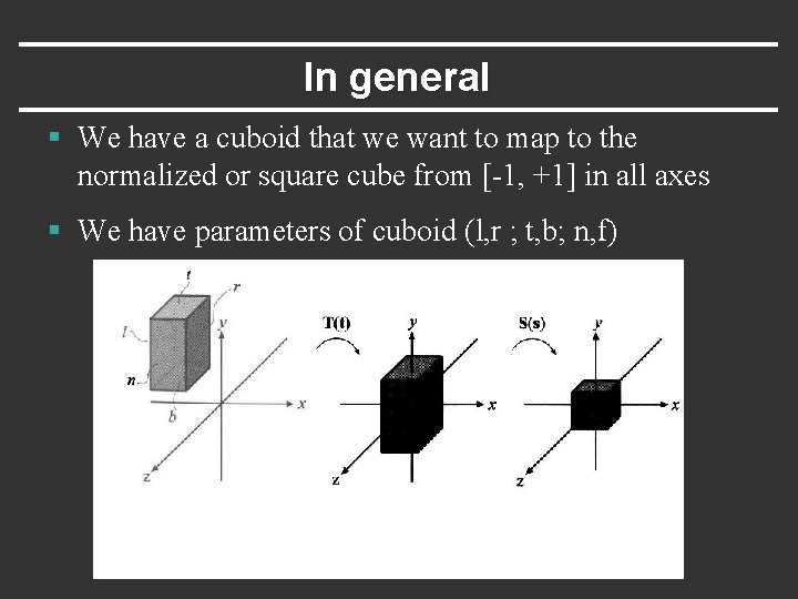 In general § We have a cuboid that we want to map to the