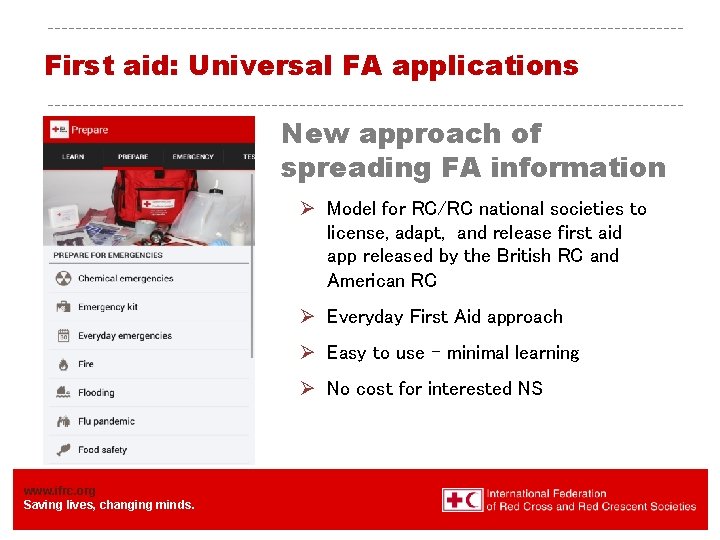 First aid: Universal FA applications New approach of spreading FA information Ø Model for First aid: Universal FA applications New approach of spreading FA information Ø Model for