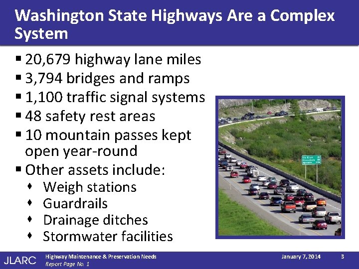 Washington State Highways Are a Complex System § 20, 679 highway lane miles §