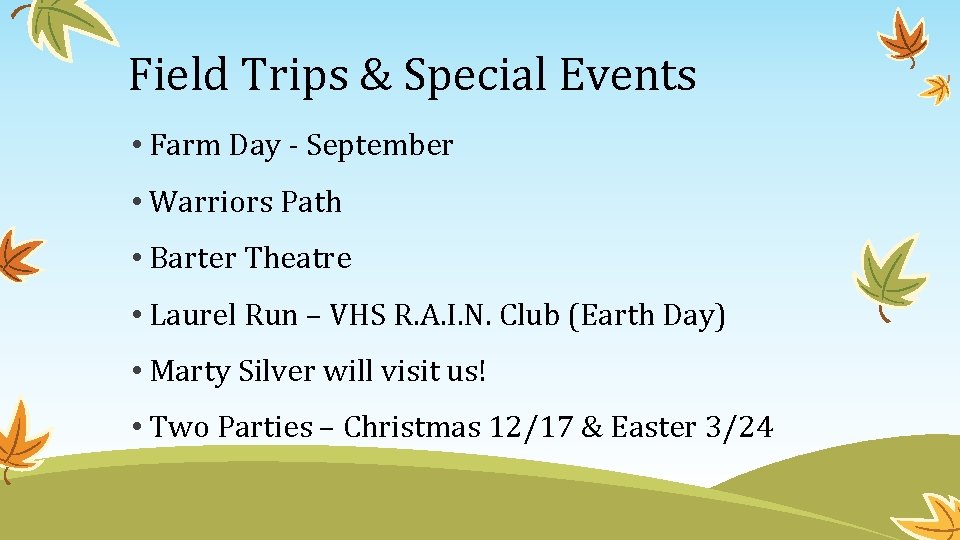 Field Trips & Special Events • Farm Day - September • Warriors Path •