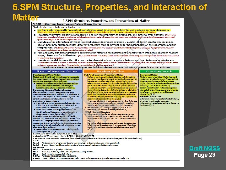 5. SPM Structure, Properties, and Interaction of Matter Draft NGSS Page 23 