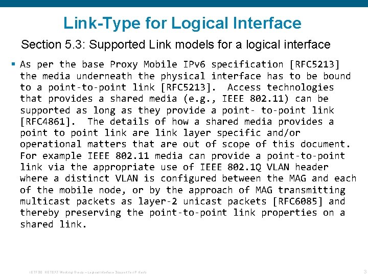 Link-Type for Logical Interface Section 5. 3: Supported Link models for a logical interface
