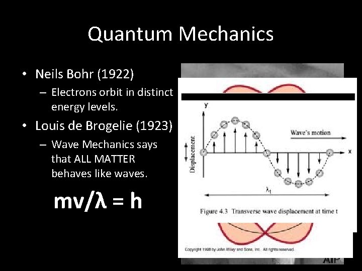 Quantum Mechanics • Neils Bohr (1922) – Electrons orbit in distinct energy levels. •