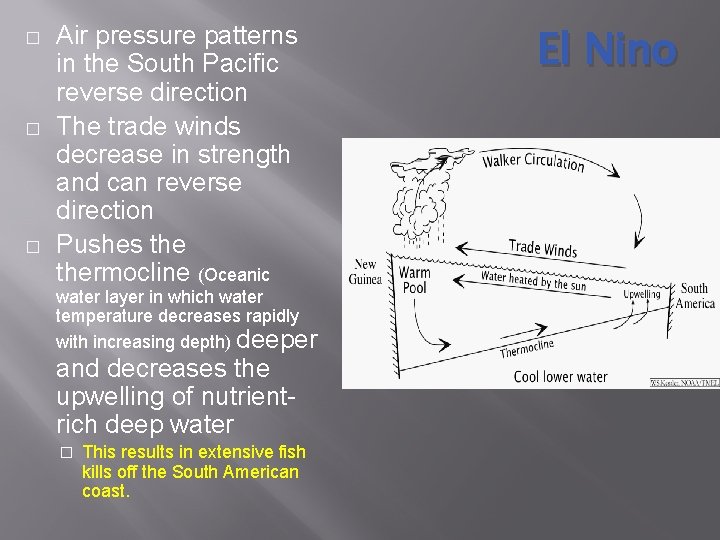 � � � Air pressure patterns in the South Pacific reverse direction The trade