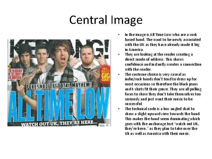 Central Image • • In the image is All Time Low who are a