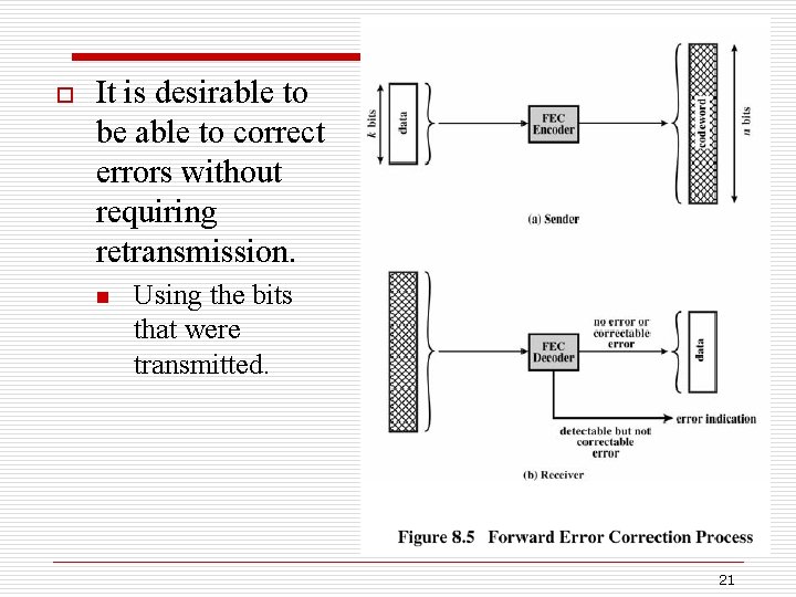 o It is desirable to be able to correct errors without requiring retransmission. n