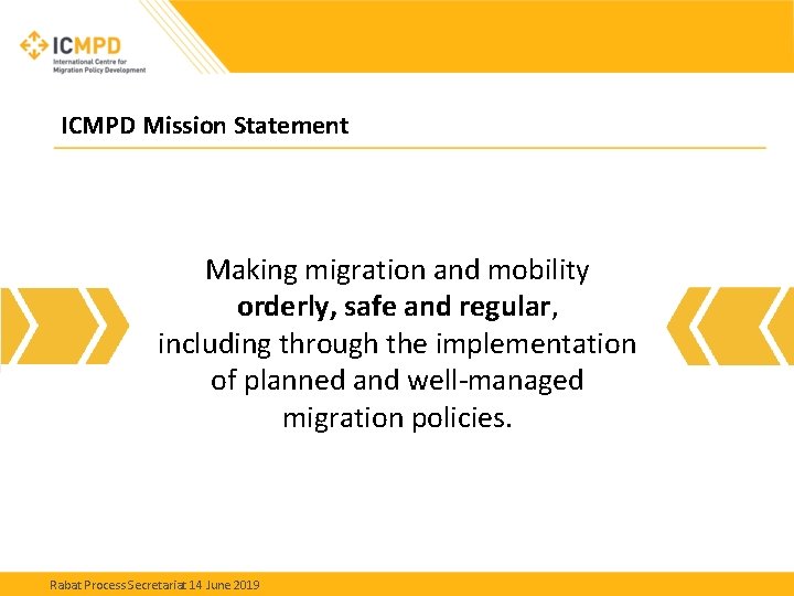 ICMPD Mission Statement Making migration and mobility orderly, safe and regular, including through the