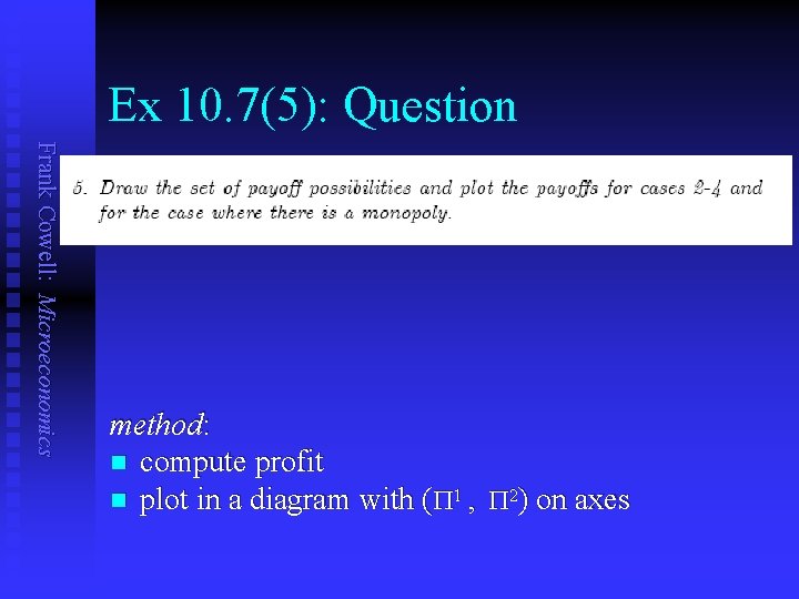 Ex 10. 7(5): Question Frank Cowell: Microeconomics method: n compute profit n plot in