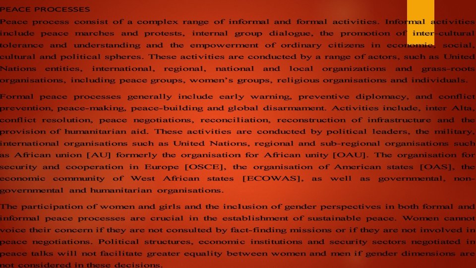 TABLE OF CONTENT Introduction Abstract Peace process Formal
