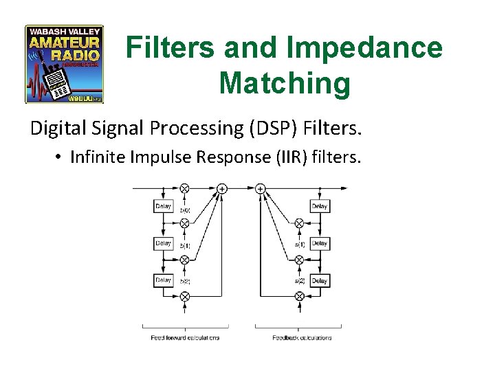 Filters and Impedance Matching Digital Signal Processing (DSP) Filters. • Infinite Impulse Response (IIR)