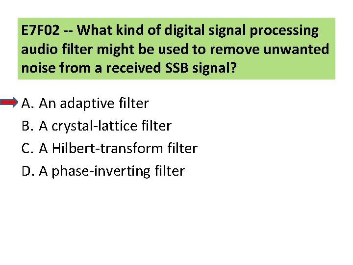 E 7 F 02 -- What kind of digital signal processing audio filter might
