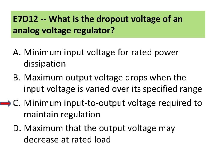 E 7 D 12 -- What is the dropout voltage of an analog voltage