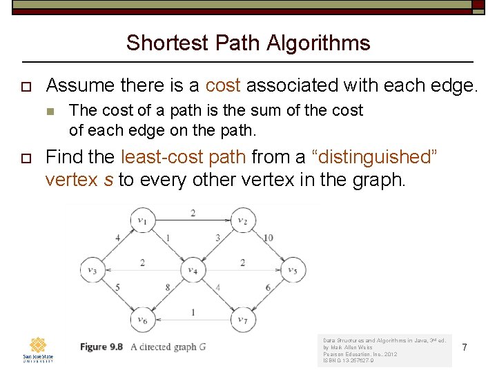 Shortest Path Algorithms o Assume there is a cost associated with each edge. n Shortest Path Algorithms o Assume there is a cost associated with each edge. n