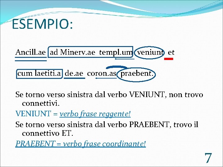 ESEMPIO: Ancill. ae ad Minerv. ae templ. um veniunt et cum laetiti. a de.