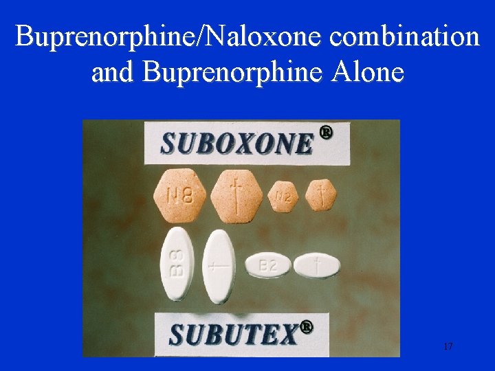 Buprenorphine/Naloxone combination and Buprenorphine Alone 17 