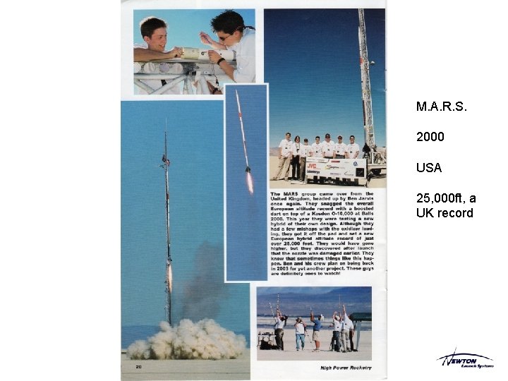 M. A. R. S. 2000 USA 25, 000 ft, a UK record M. A. R. S. 2000 USA 25, 000 ft, a UK record
