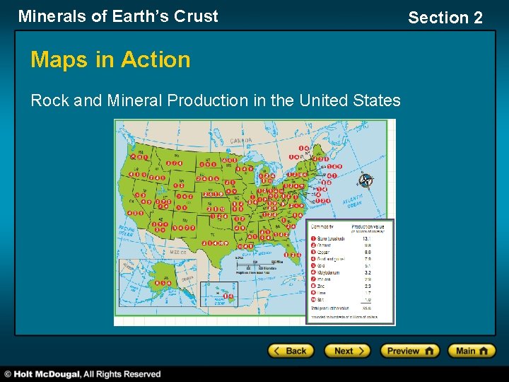 Minerals of Earth’s Crust Maps in Action Rock and Mineral Production in the United