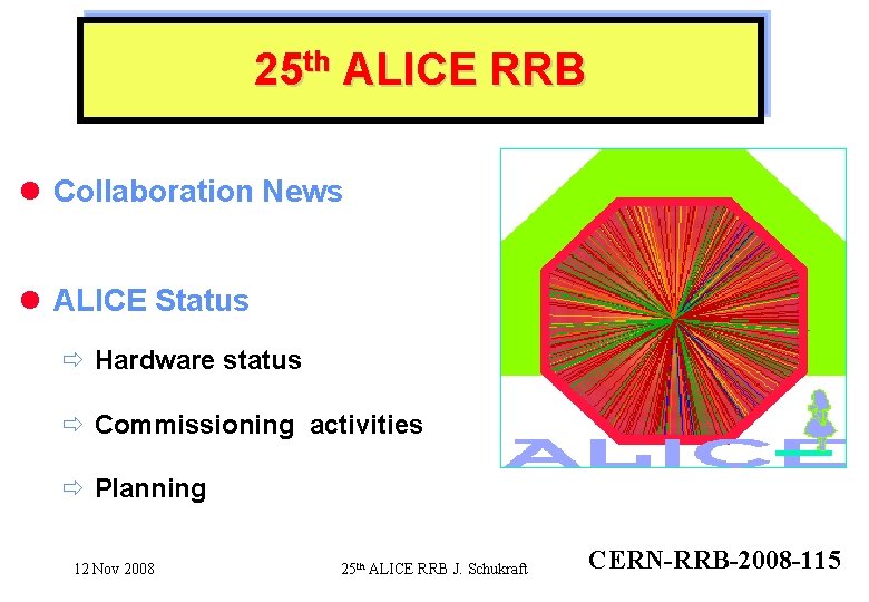 25 th ALICE RRB l Collaboration News l ALICE Status ð Hardware status ð