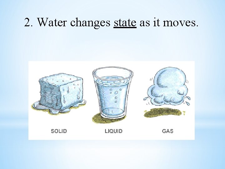 2. Water changes state as it moves. 