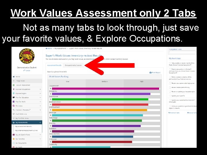 Work Values Assessment only 2 Tabs Not as many tabs to look through, just
