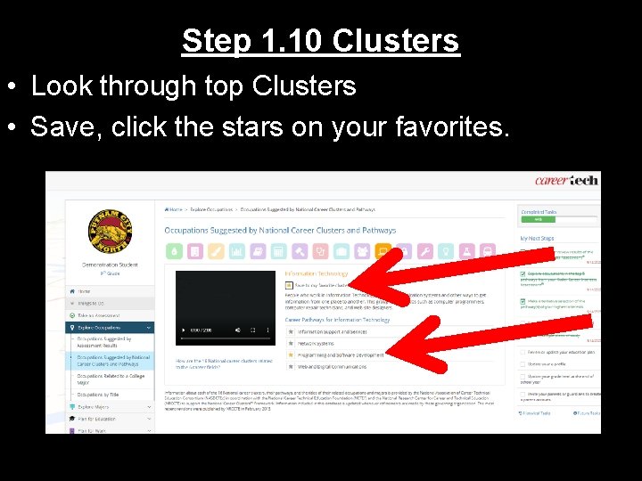 Step 1. 10 Clusters • Look through top Clusters • Save, click the stars