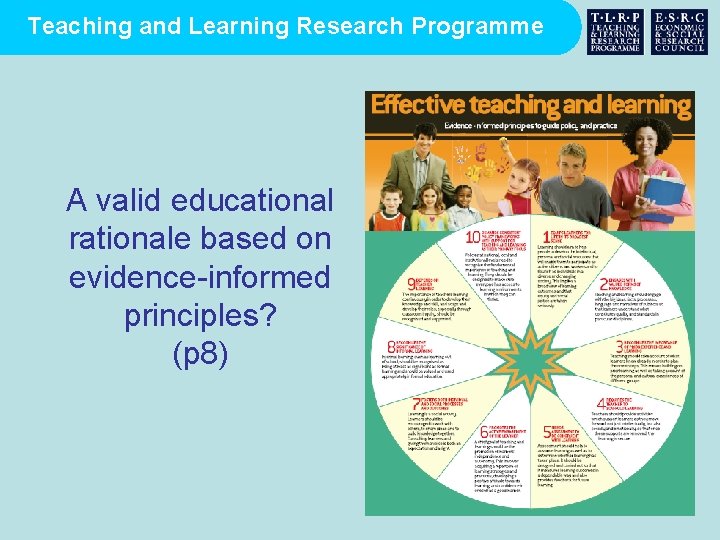 Teaching and Learning Research Programme A valid educational rationale based on evidence-informed principles? (p