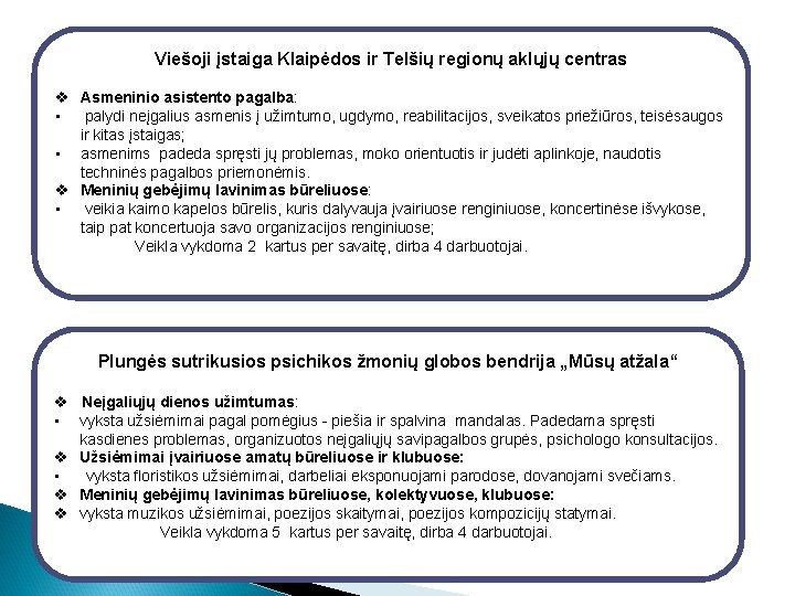 Viešoji įstaiga Klaipėdos ir Telšių regionų aklųjų centras v Asmeninio asistento pagalba: • palydi