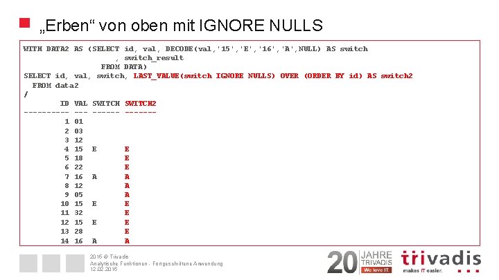 „Erben“ von oben mit IGNORE NULLS WITH DATA 2 AS (SELECT id, val, DECODE(val,