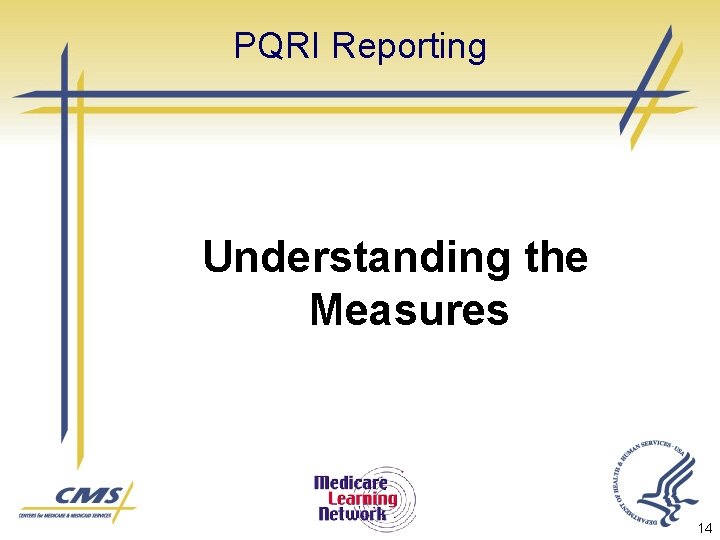 PQRI Reporting Understanding the Measures 14 