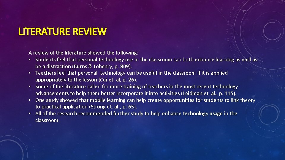 LITERATURE REVIEW A review of the literature showed the following: • Students feel that LITERATURE REVIEW A review of the literature showed the following: • Students feel that