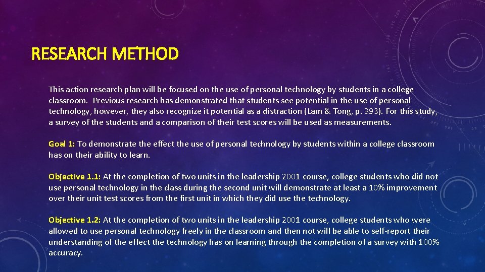 RESEARCH METHOD This action research plan will be focused on the use of personal RESEARCH METHOD This action research plan will be focused on the use of personal
